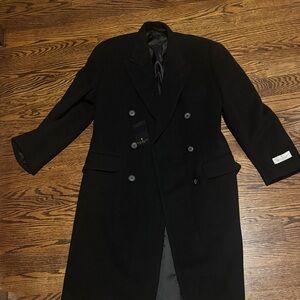 Bill Blass Men's Black Double Breasted Overcoat